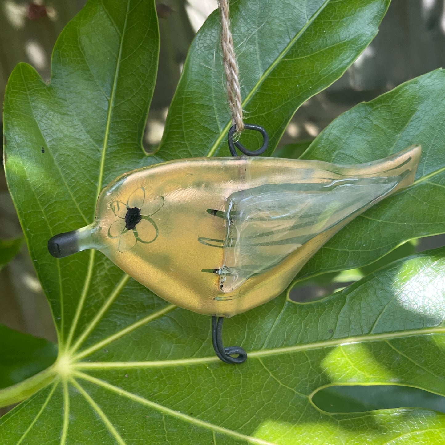Single Gold and White and Gold Glass Birds