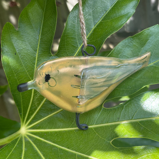 Single Gold and White and Gold Glass Birds