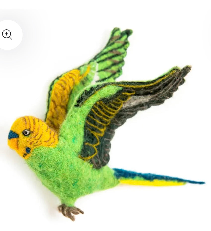 Flying Green Budgie Trio