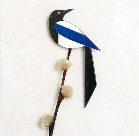 Hand Painted Magpie Brooch