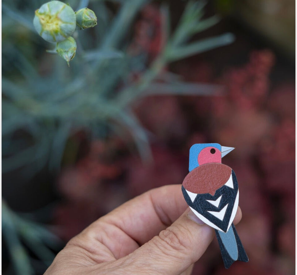 Hand Painted Chaffinch Brooch