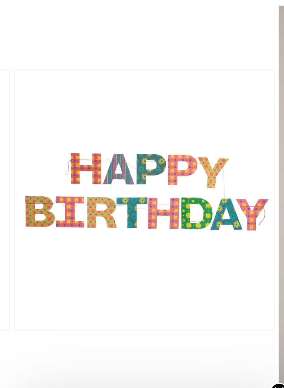 Bright Happy Birthday Sewn Garland