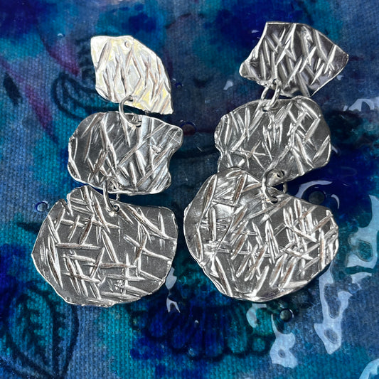 Textured Silver Earrings