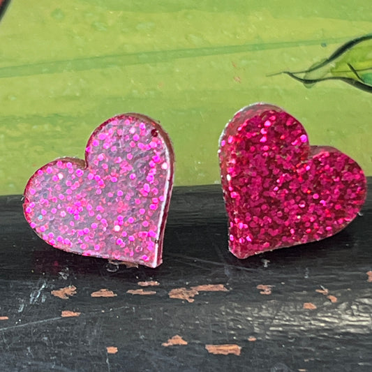 Small Pink Heart Studs
