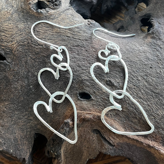 Triple Heart Earrings