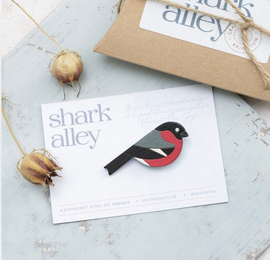 Hand Painted Bullfinch Brooch