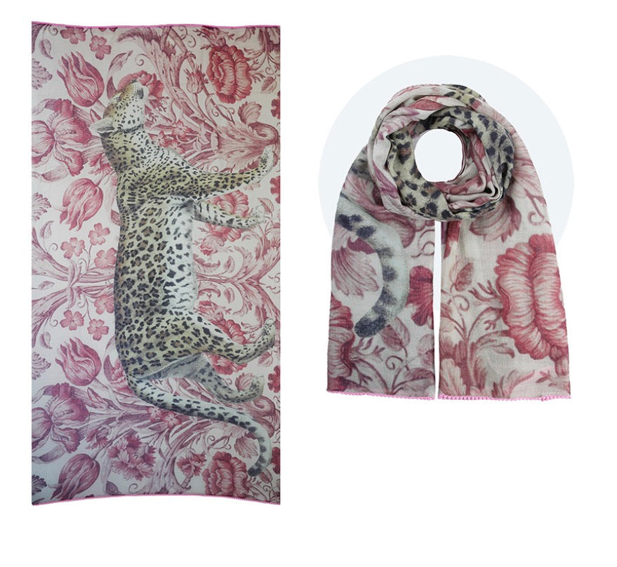 Pink Leopard Wool Scarf