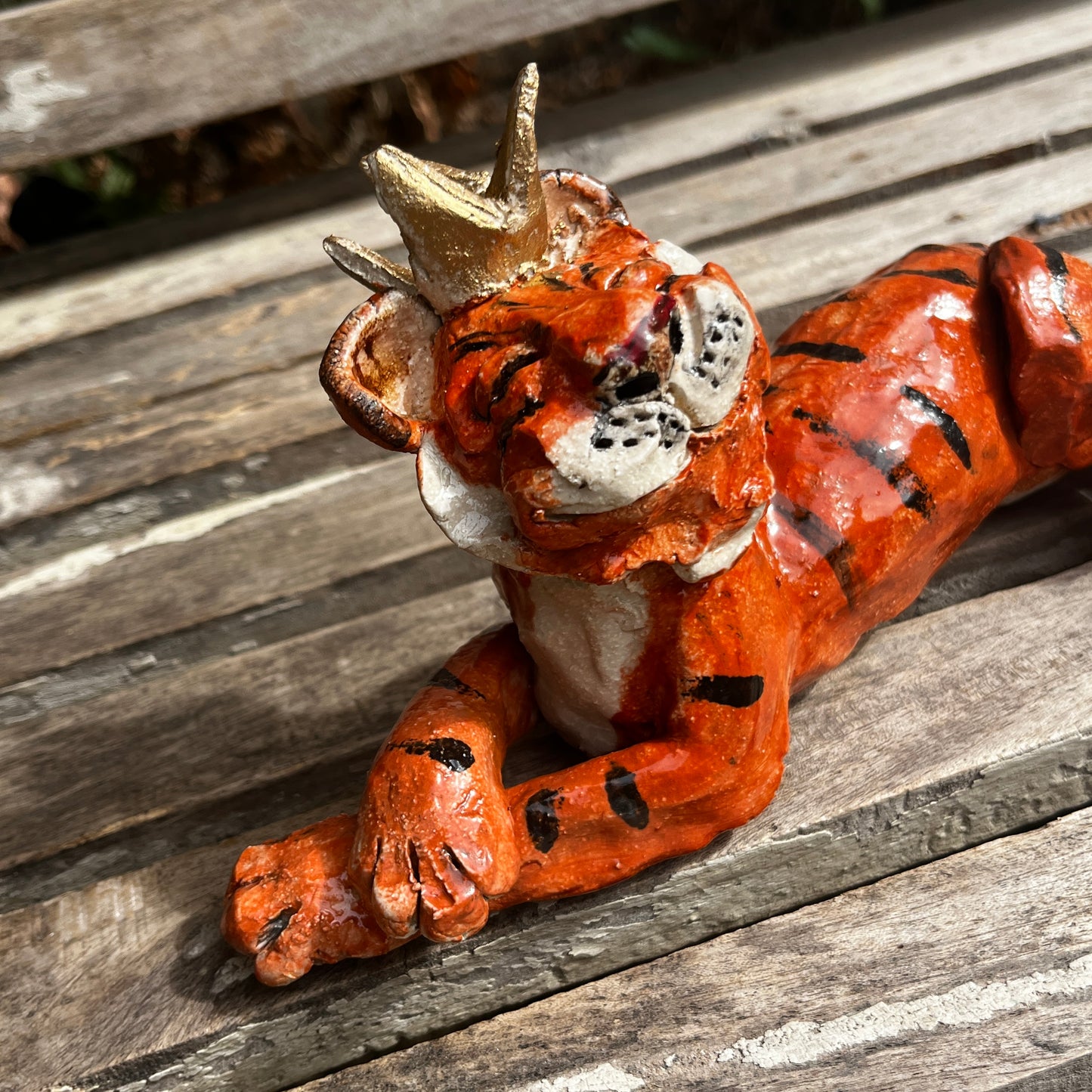 Ceramic Smiley Tiger with Crown