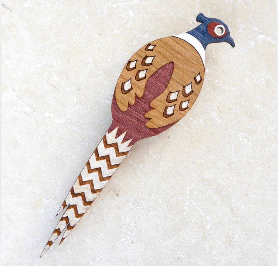Pheasant Hand Painted Brooch