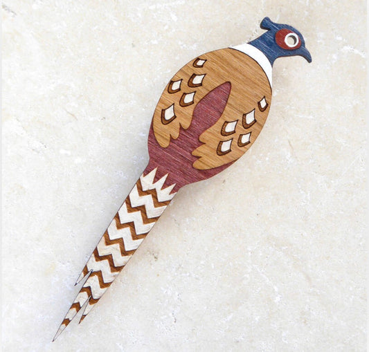 Pheasant Hand Painted Brooch