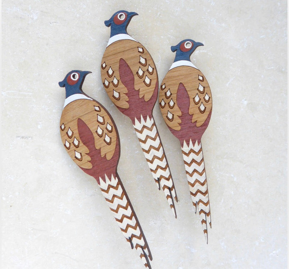 Pheasant Hand Painted Brooch