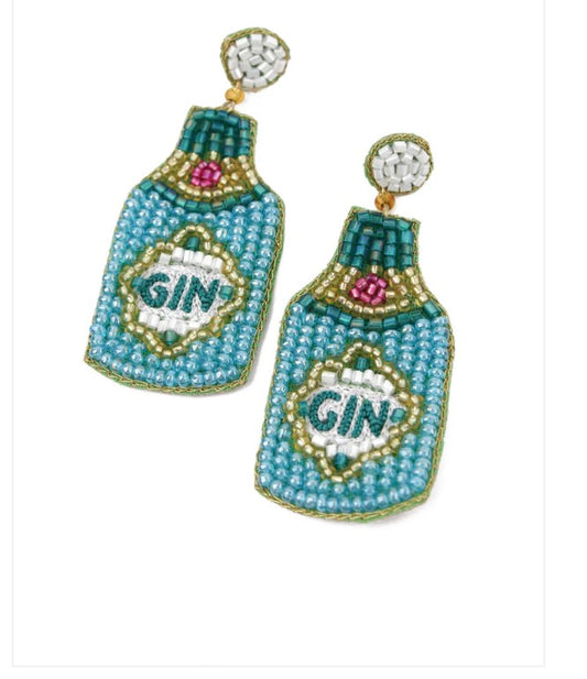 Beaded Gin Bottle Earrings