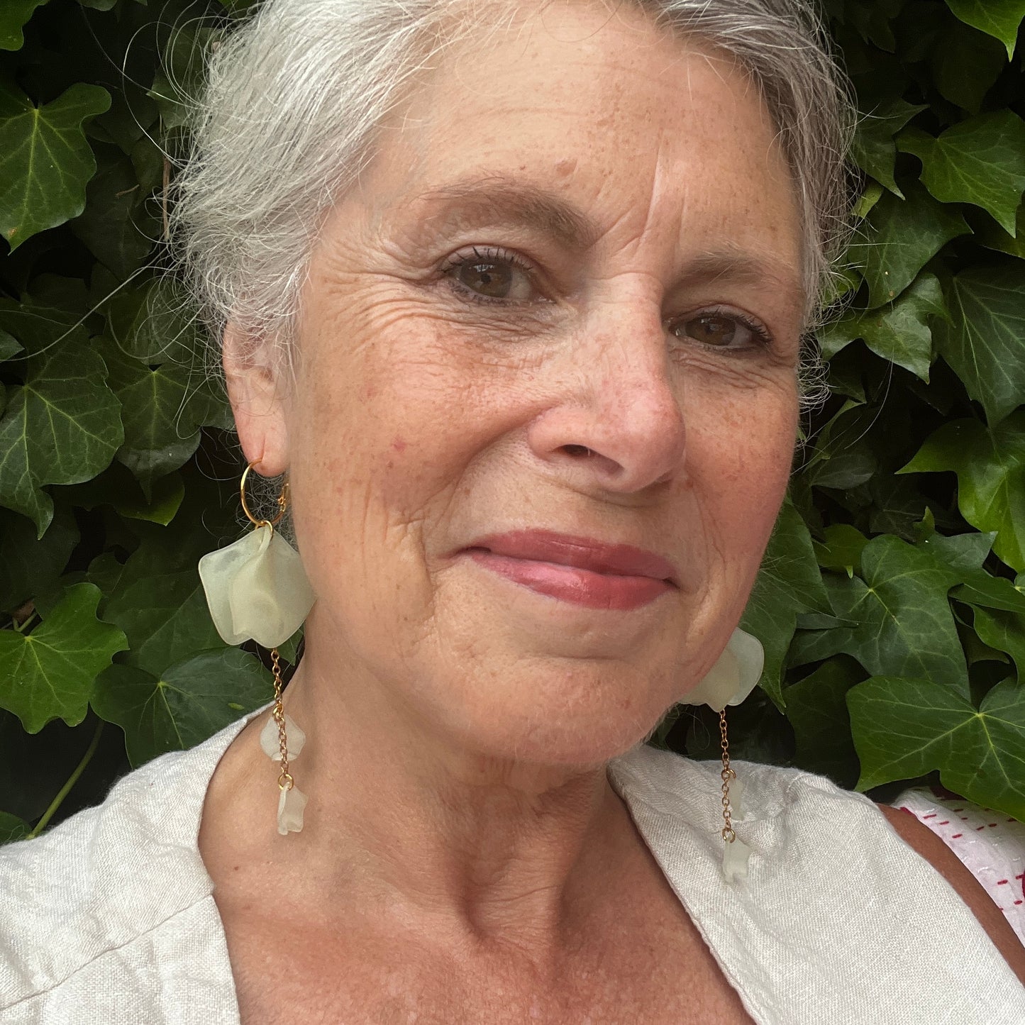 Palest Green Petal Drop Earrings