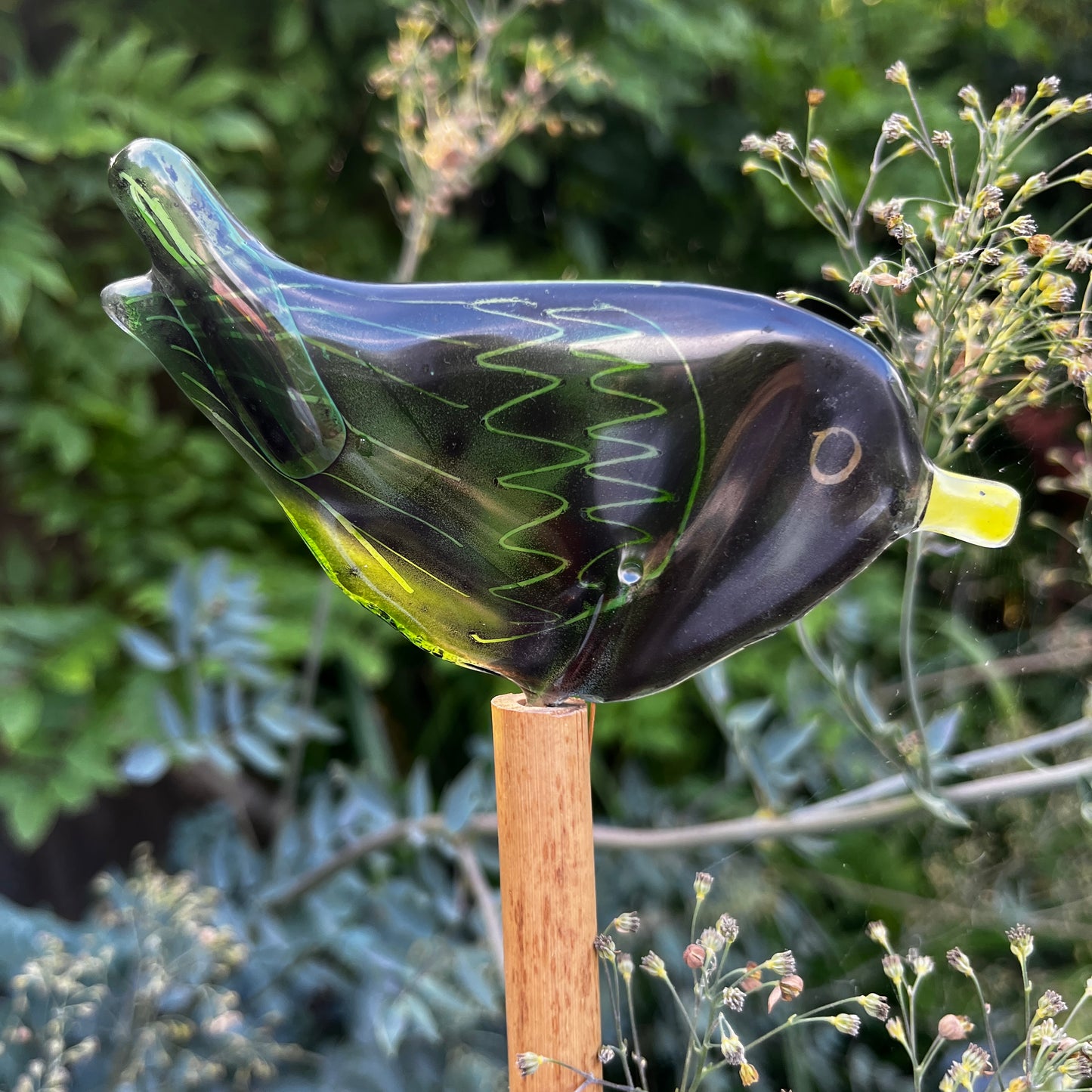 Glass Bird on Bamboo Pole