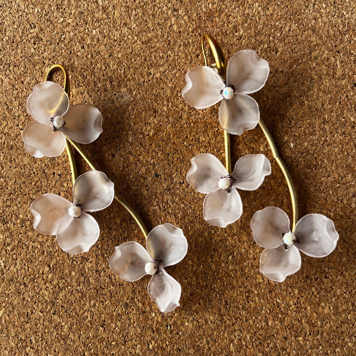 Pale Pink Multi Drop Flower Earrings