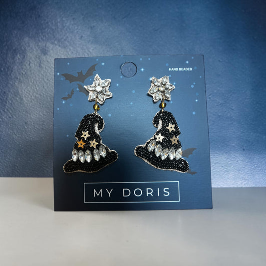 My Doris Black Witches Hat Earrings