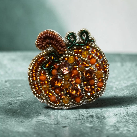 My Doris Beaded Pumpkin Brooch