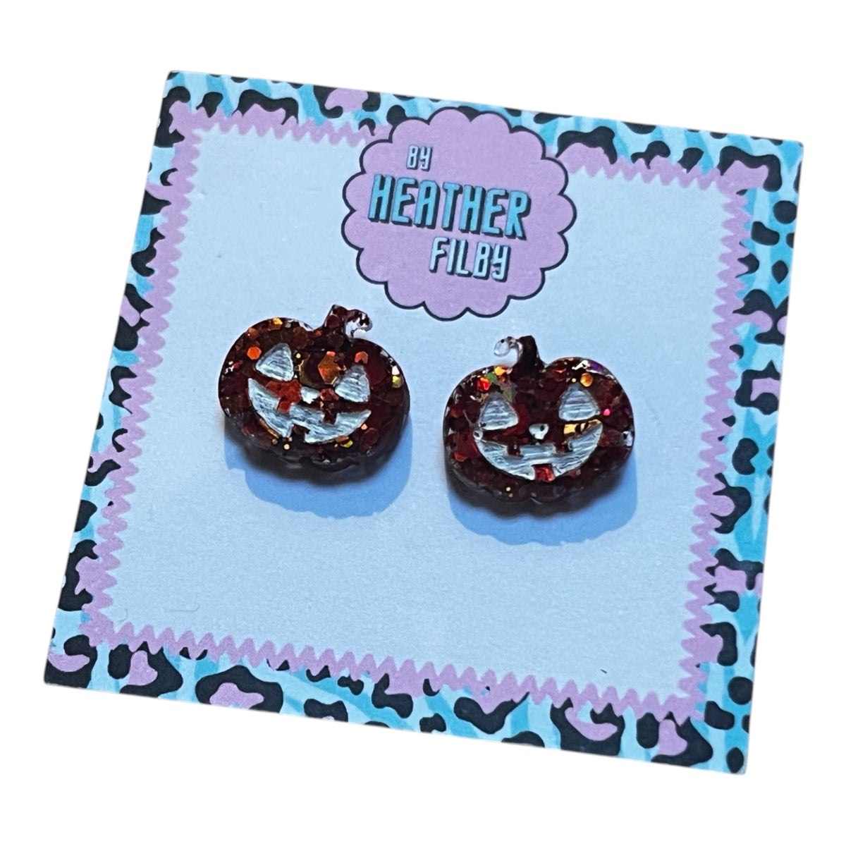 Orange Carved Halloween Pumpkin Studs