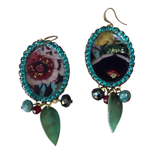 Diana Wilson Cameo Earrings- Blue