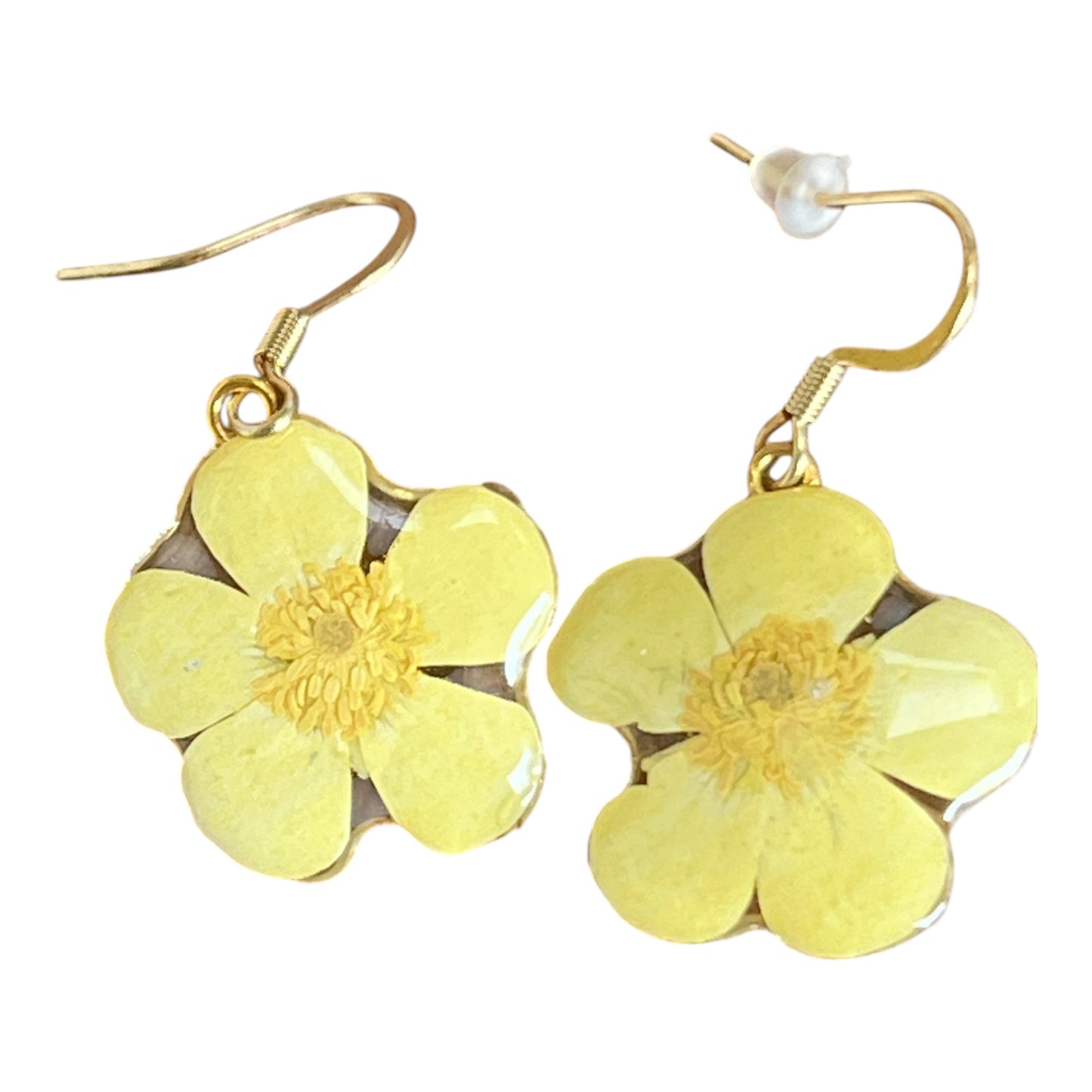 Buttercup Earrings on Gold Ear Wires