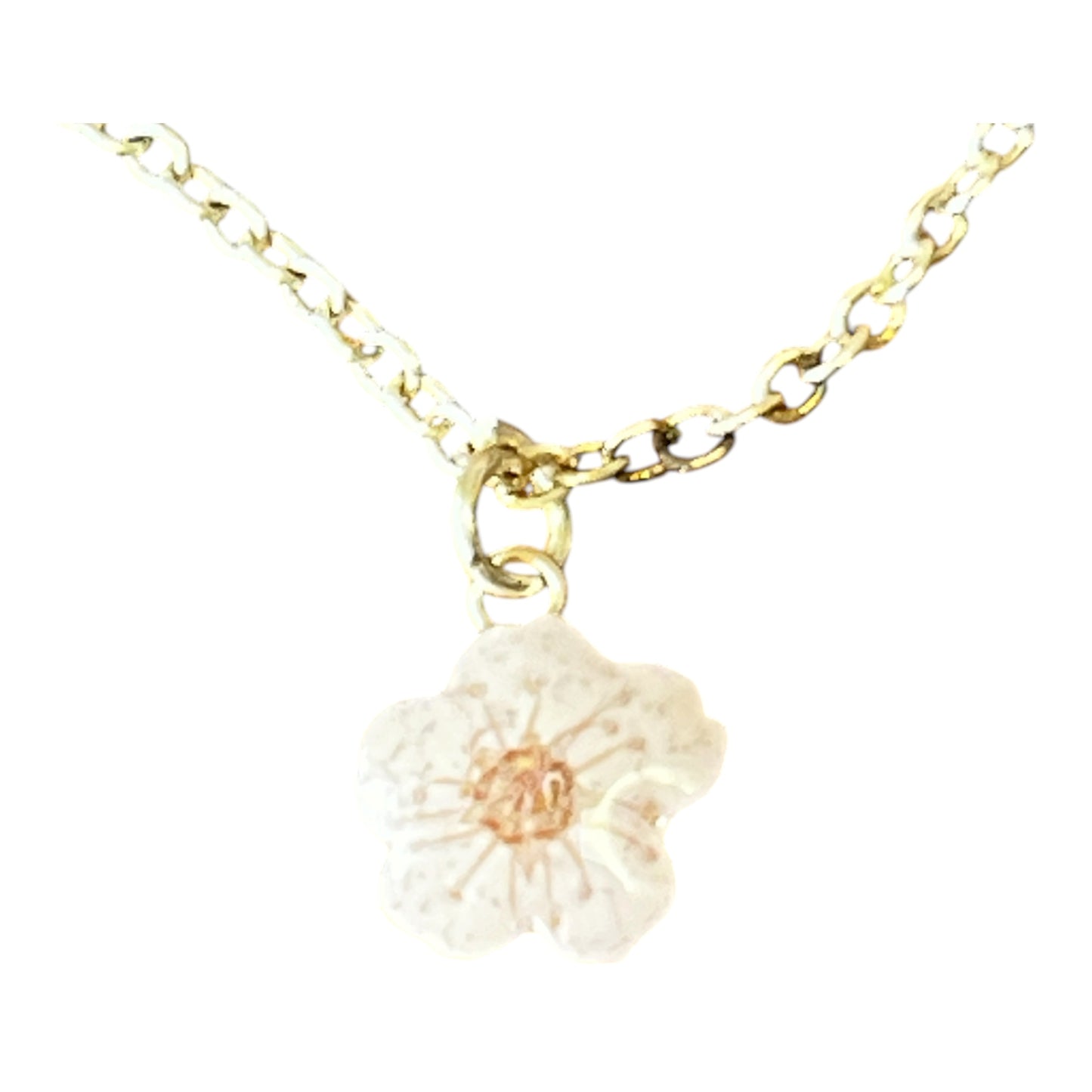 Pale Pink Blossom Necklace- silver chain