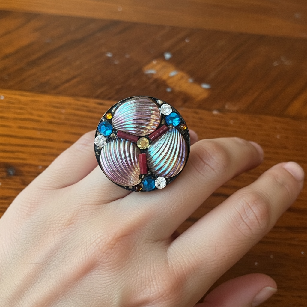 Pretty Pink Shell Annie Sherborne Adjustable Ring