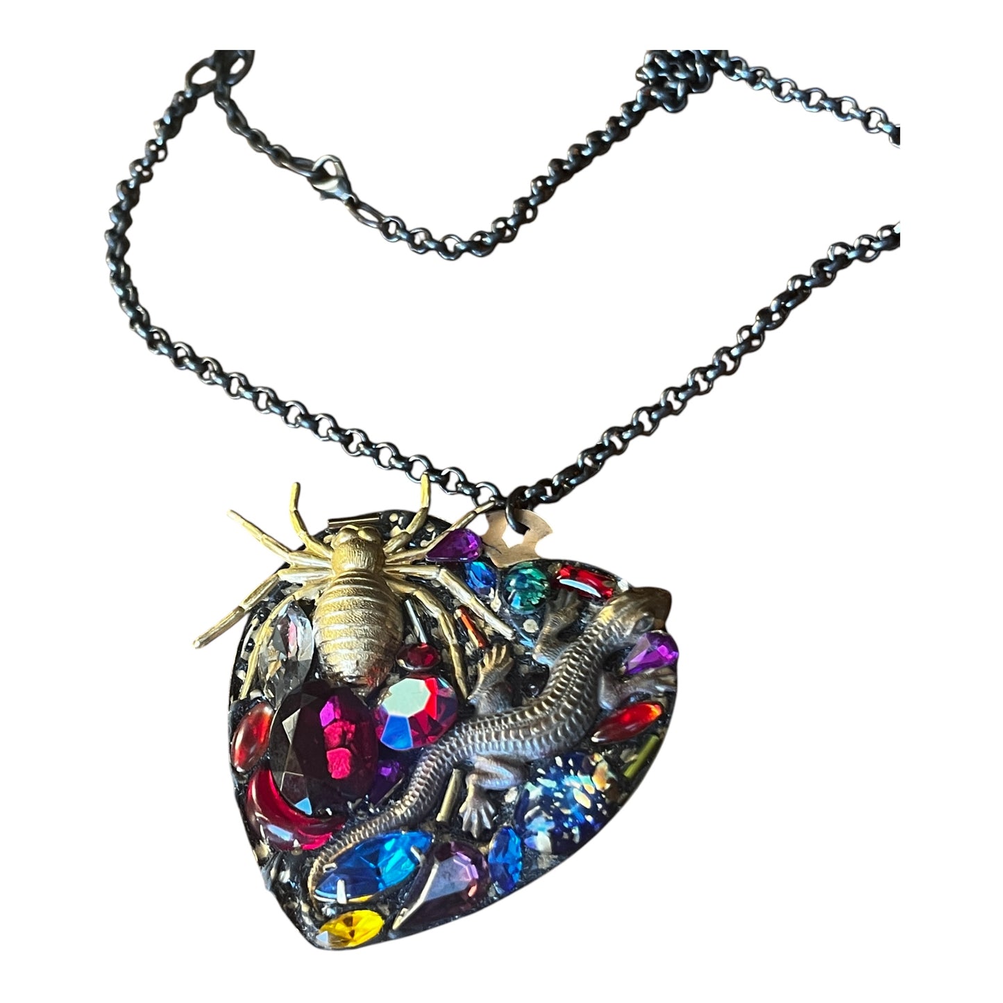Spider and Lizard Heart Necklace by Annie Sherborne