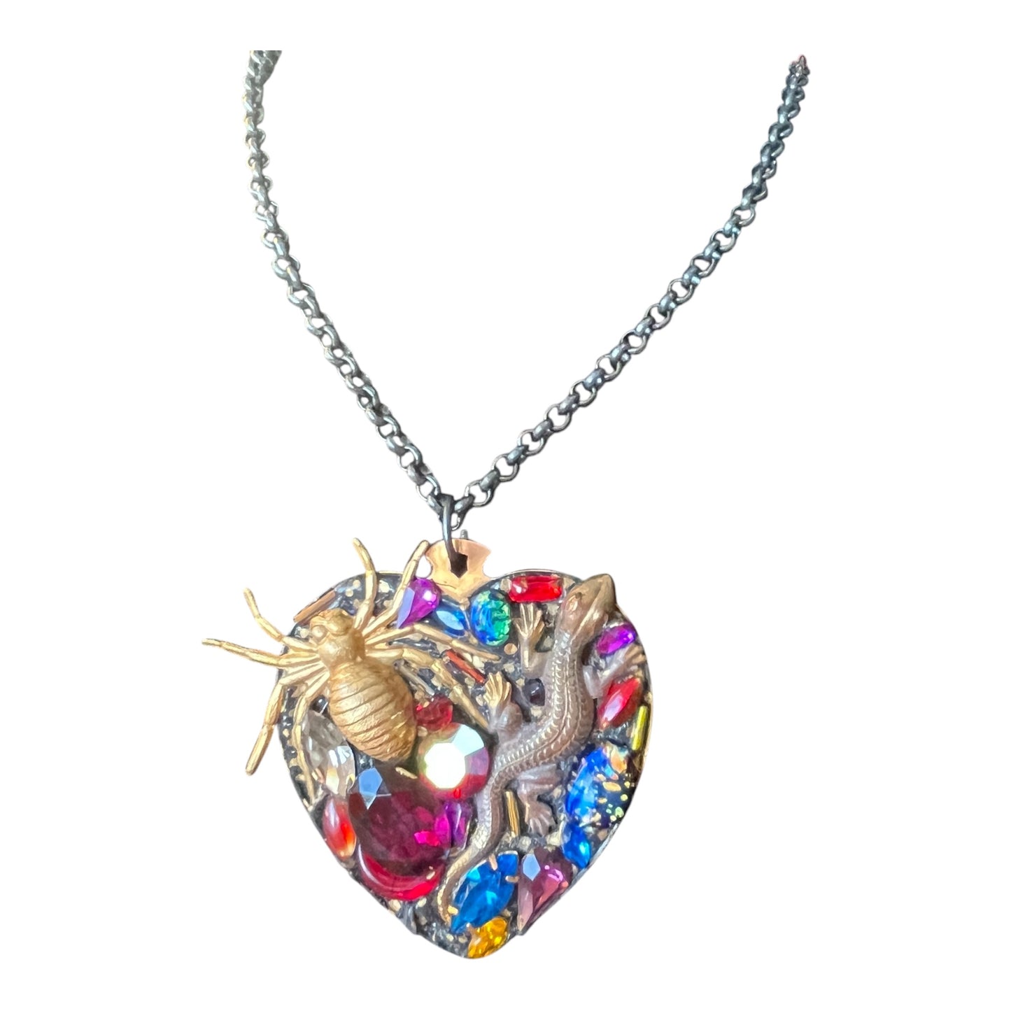 Spider and Lizard Heart Necklace by Annie Sherborne