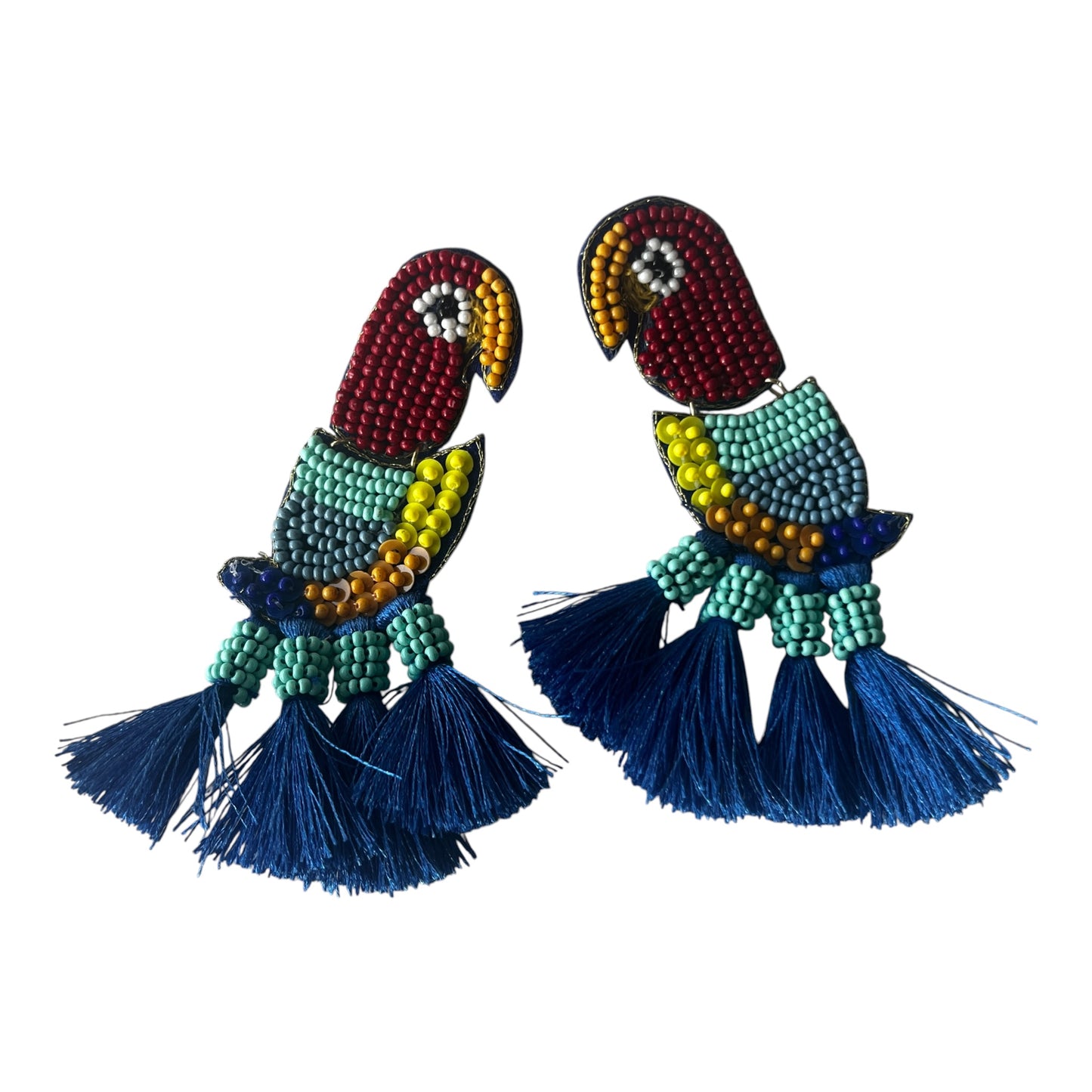Large Beaded Parrot Earrings