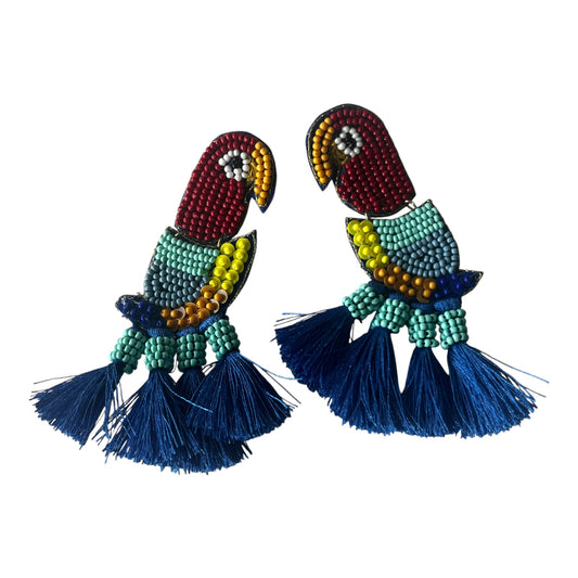 Large Beaded Parrot Earrings