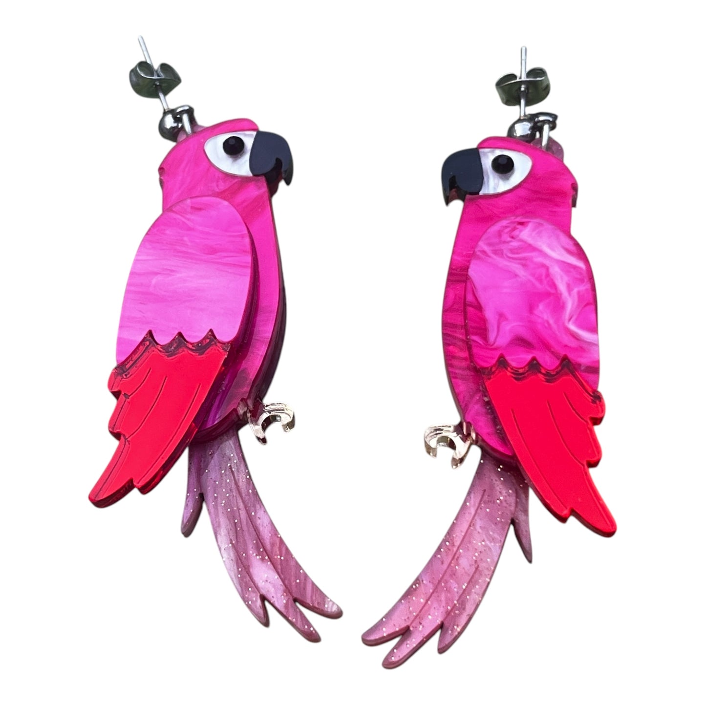 Pink Parrot Earrings