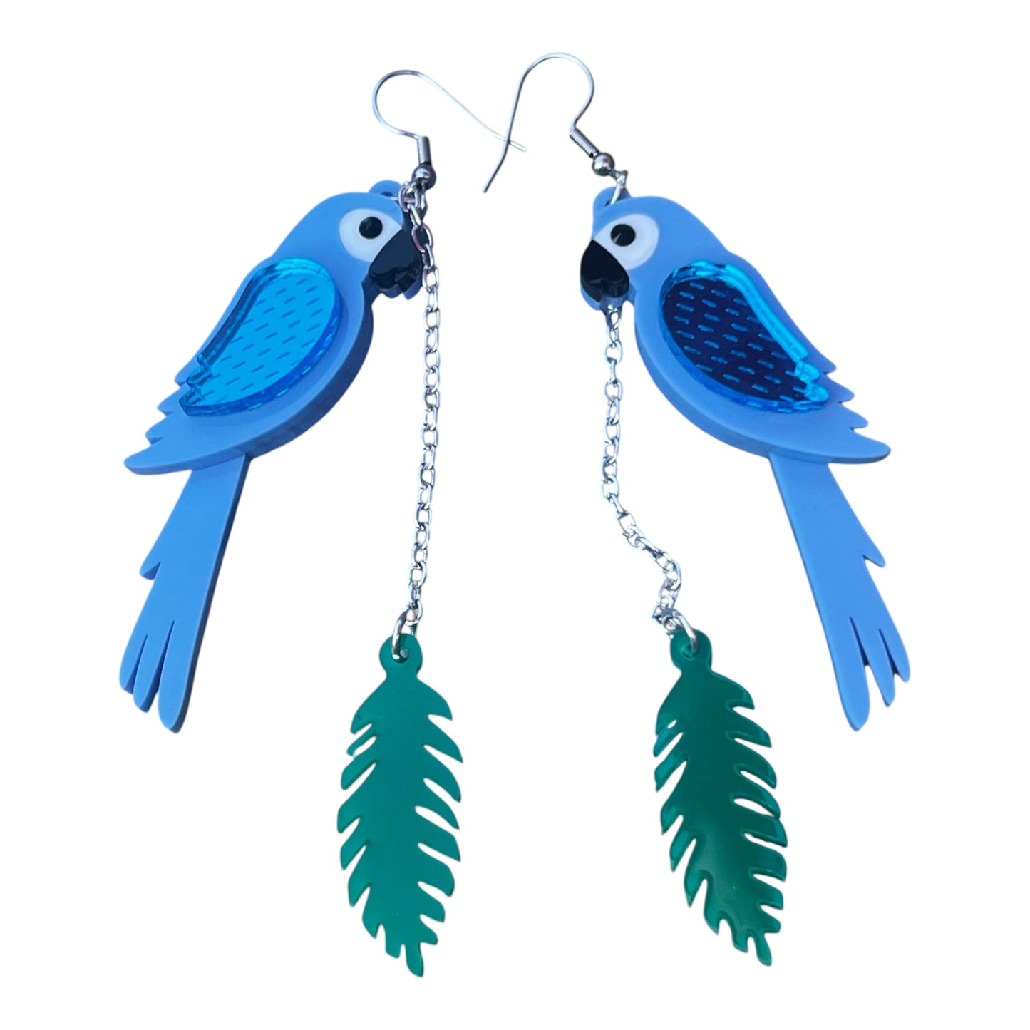 Parrot Blue Leaf Earrings