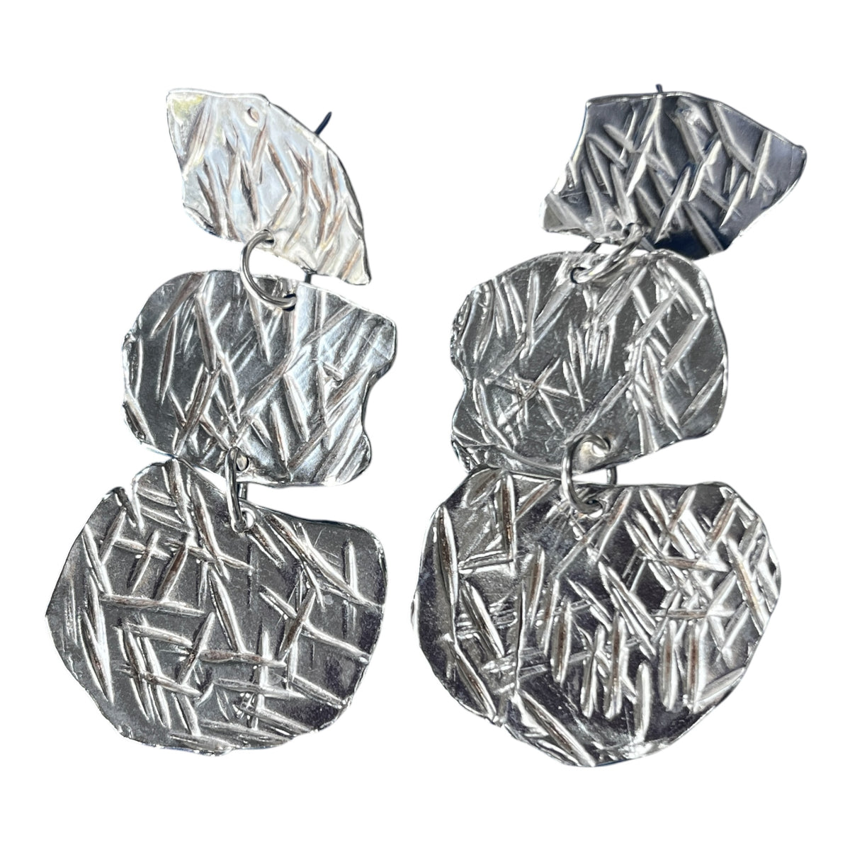 Textured Silver Earrings