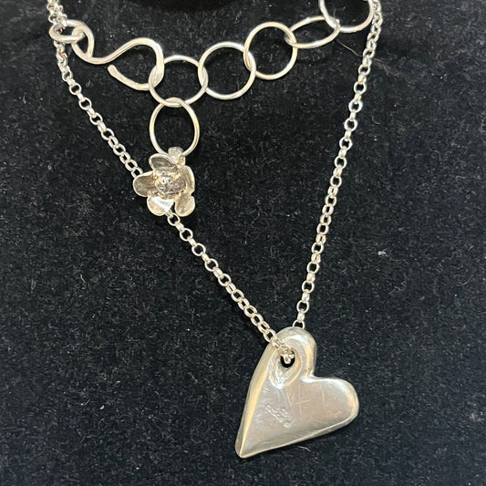 Chunky silver heart necklace