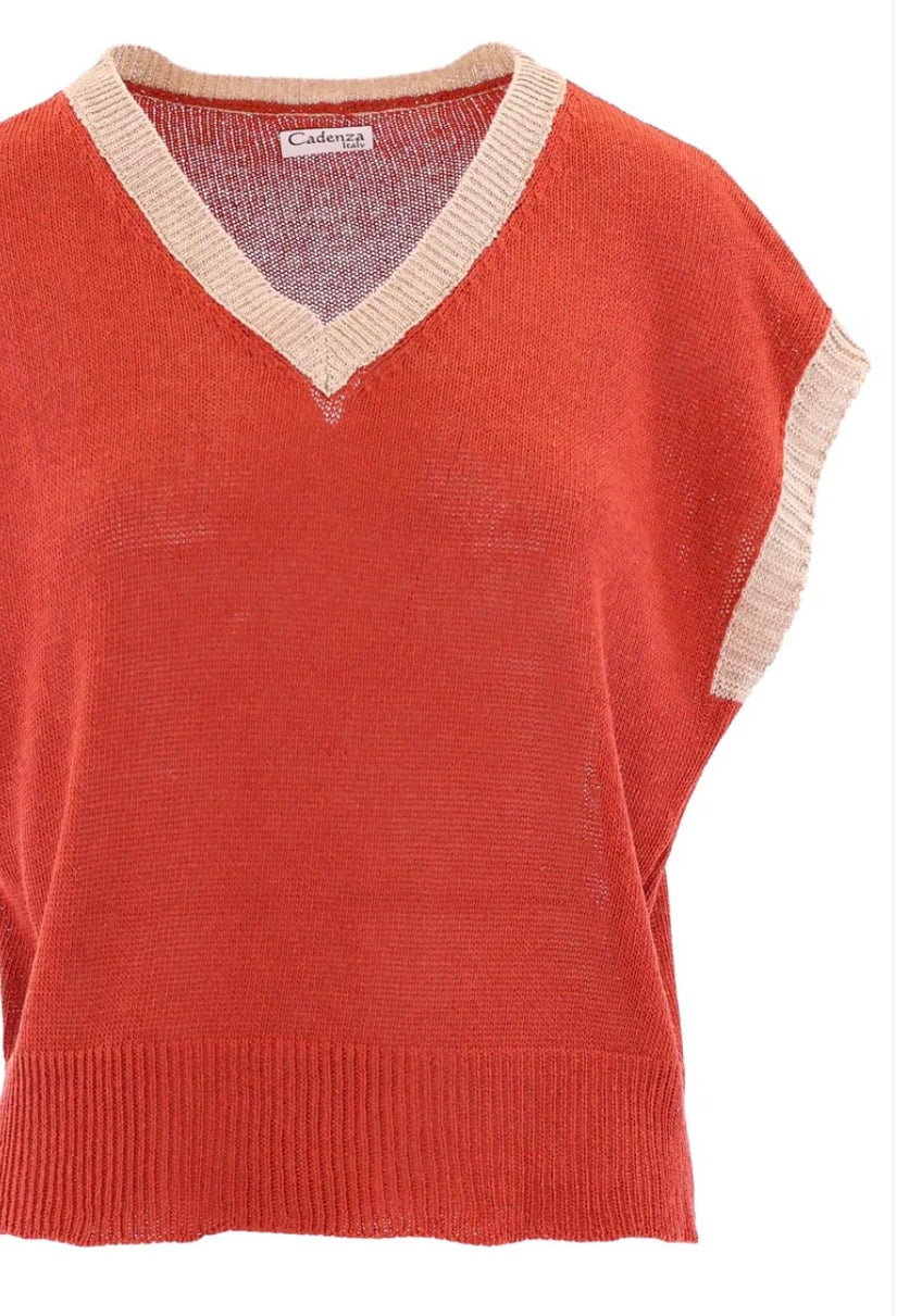 Cadenza Cotton Contrast Tank Top