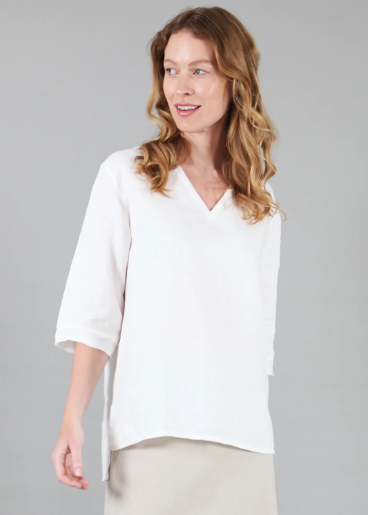 Lizzie, 100% linen collared top oyster by dearprudence